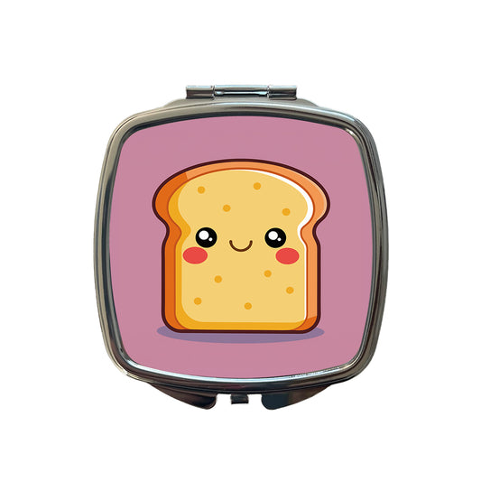 Smiling Toast Cute Small Travel Purse Handbag Pocket Makeup Compact Mirror