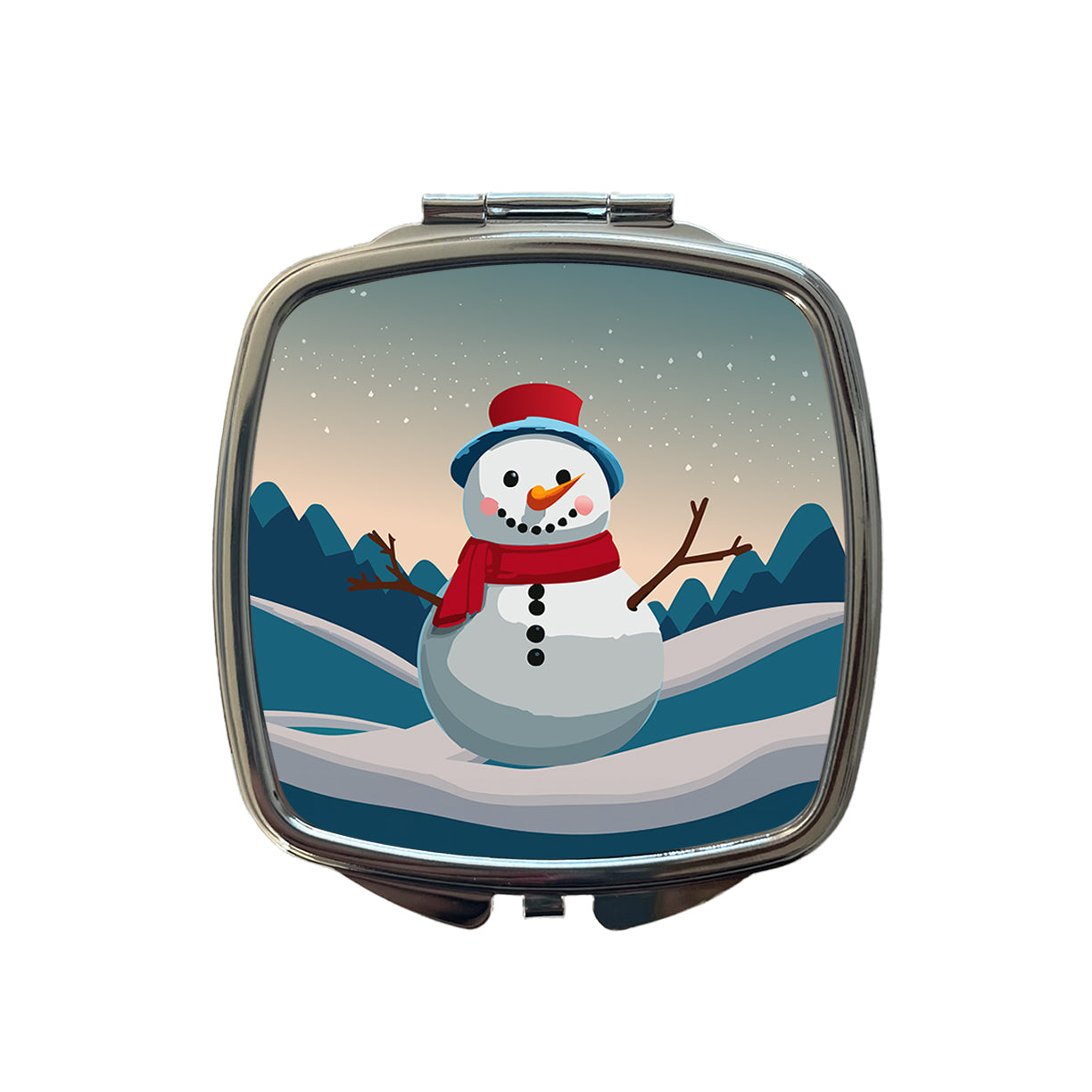 Snowman Happy Winter Christmas Small Travel Purse Handbag Pocket Makeup Compact Mirror