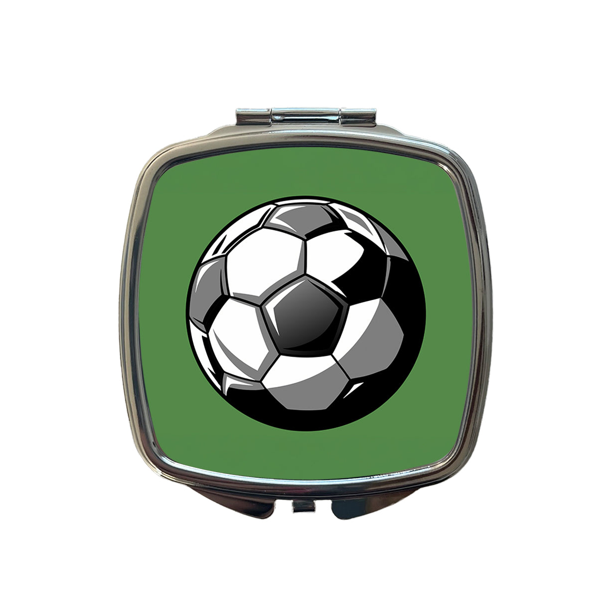 Soccer Ball Football Black White Gray Small Travel Purse Handbag Pocket Makeup Compact Mirror