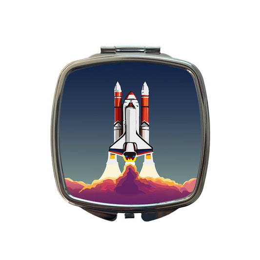 Space Shuttle Launch Blasting Off Small Travel Purse Handbag Pocket Makeup Compact Mirror