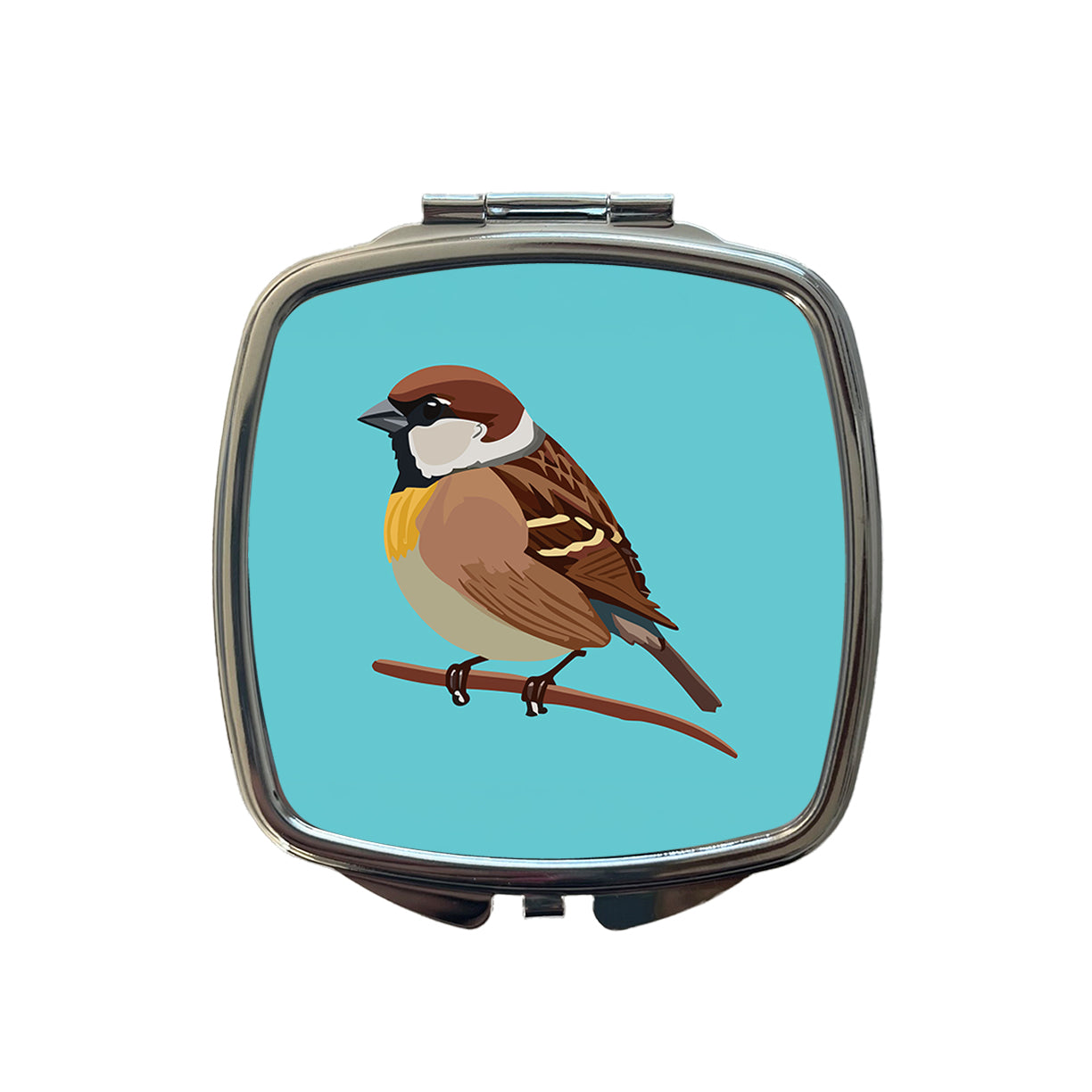 Sparrow Bird on Branch Small Travel Purse Handbag Pocket Makeup Compact Mirror