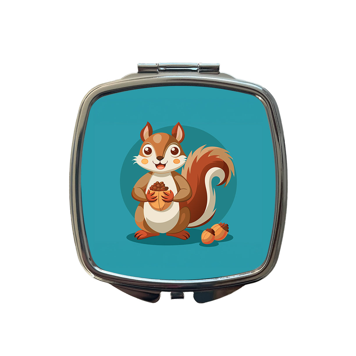 Squirrel with Nuts Smiling Small Travel Purse Handbag Pocket Makeup Compact Mirror