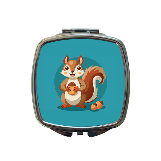 Squirrel with Nuts Smiling Small Travel Purse Handbag Pocket Makeup Compact Mirror