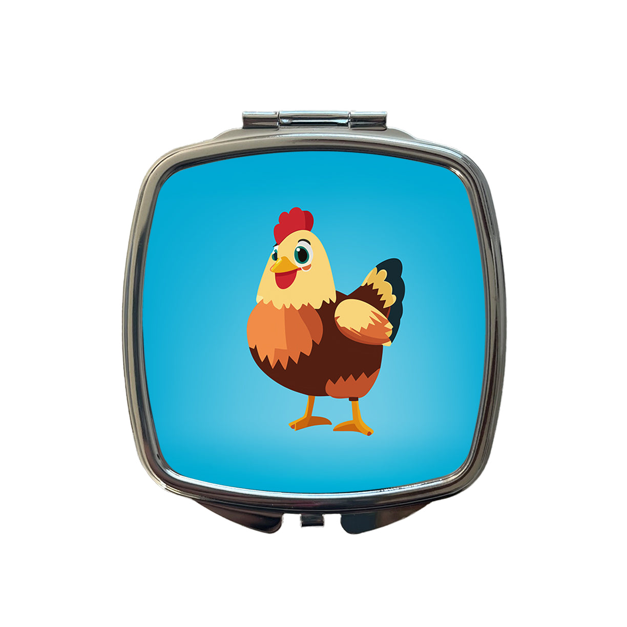 Standing Rooster Happy Small Travel Purse Handbag Pocket Makeup Compact Mirror