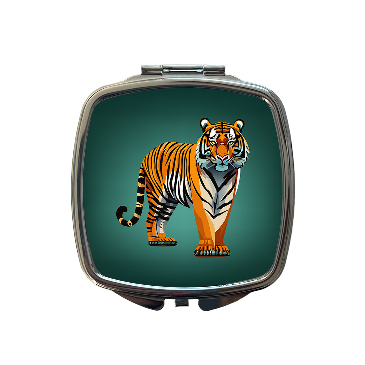Standing Tiger Small Travel Purse Handbag Pocket Makeup Compact Mirror