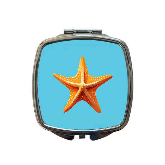Starfish Star Fish Ocean Animal Orange Small Travel Purse Handbag Pocket Makeup Compact Mirror