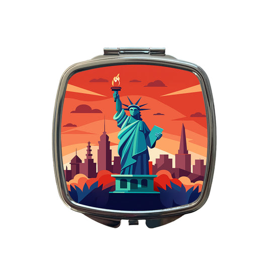 Statue of Liberty Small Travel Purse Handbag Pocket Makeup Compact Mirror