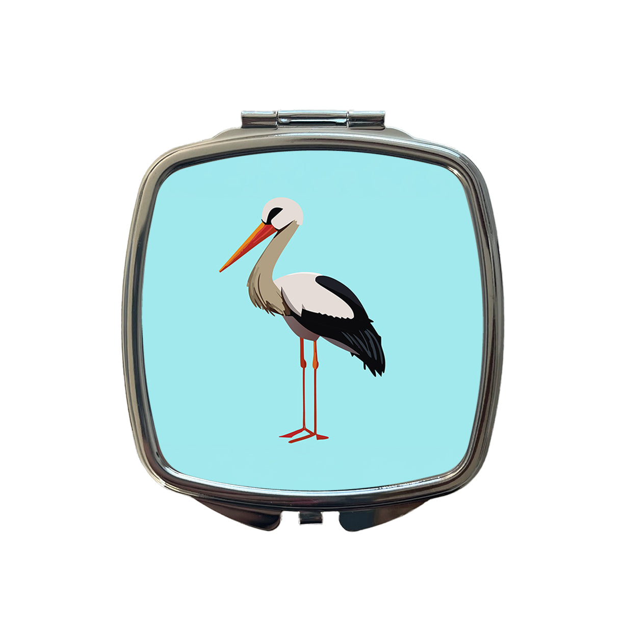 Stork Bird Profile Small Travel Purse Handbag Pocket Makeup Compact Mirror