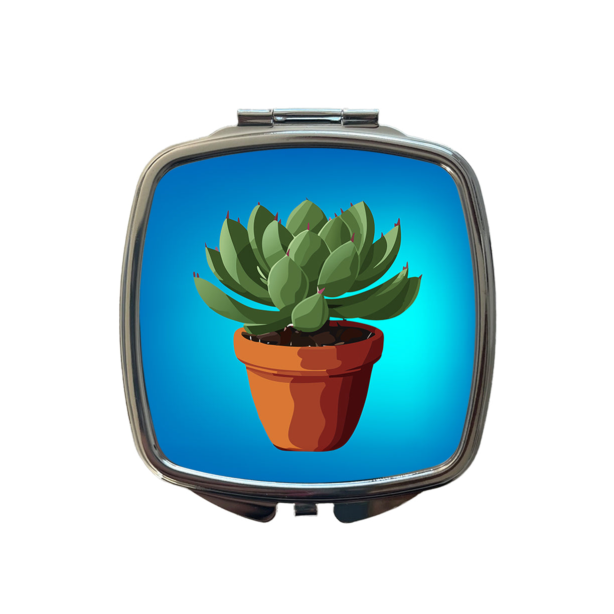 Succulent Plant in Pot Small Travel Purse Handbag Pocket Makeup Compact Mirror
