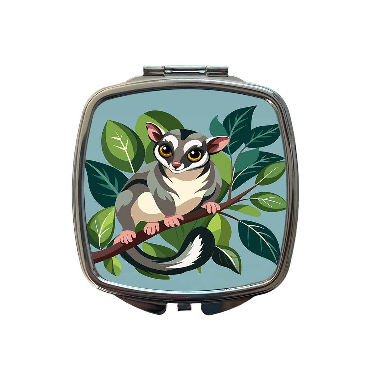 Sugar Glider on Tree Branch Small Travel Purse Handbag Pocket Makeup Compact Mirror
