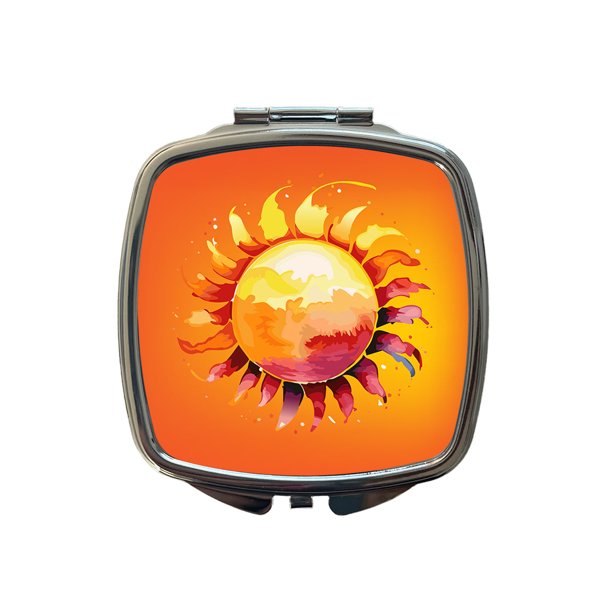 Sun Watercolor Artistic Small Travel Purse Handbag Pocket Makeup Compact Mirror