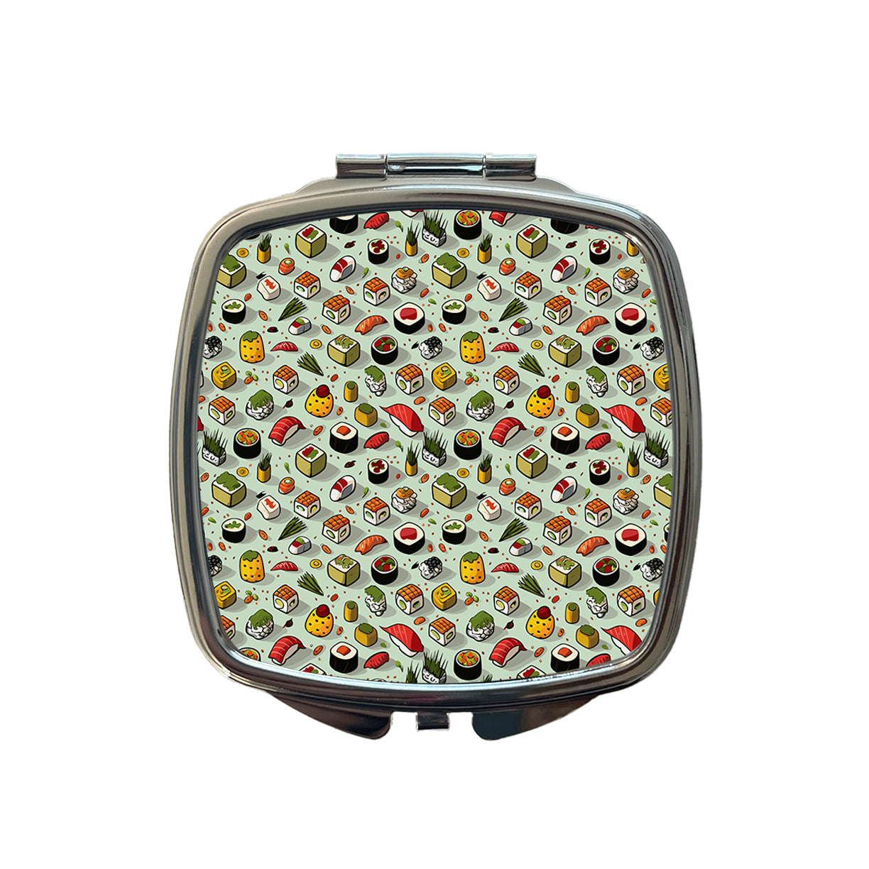 Sushi Food Fun Pattern Small Travel Purse Handbag Pocket Makeup Compact Mirror