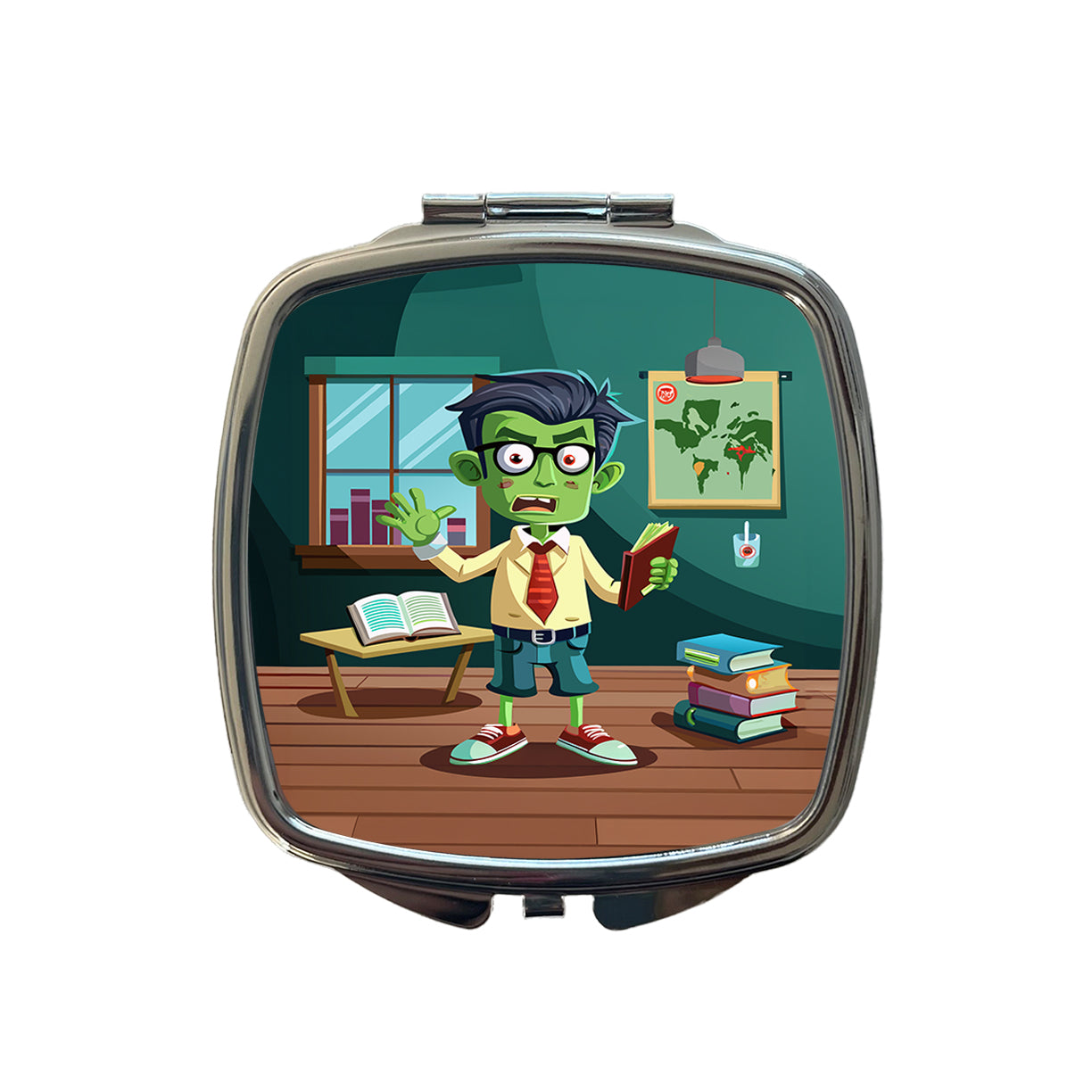 Teacher Zombie Man Male Funny Small Travel Purse Handbag Pocket Makeup Compact Mirror