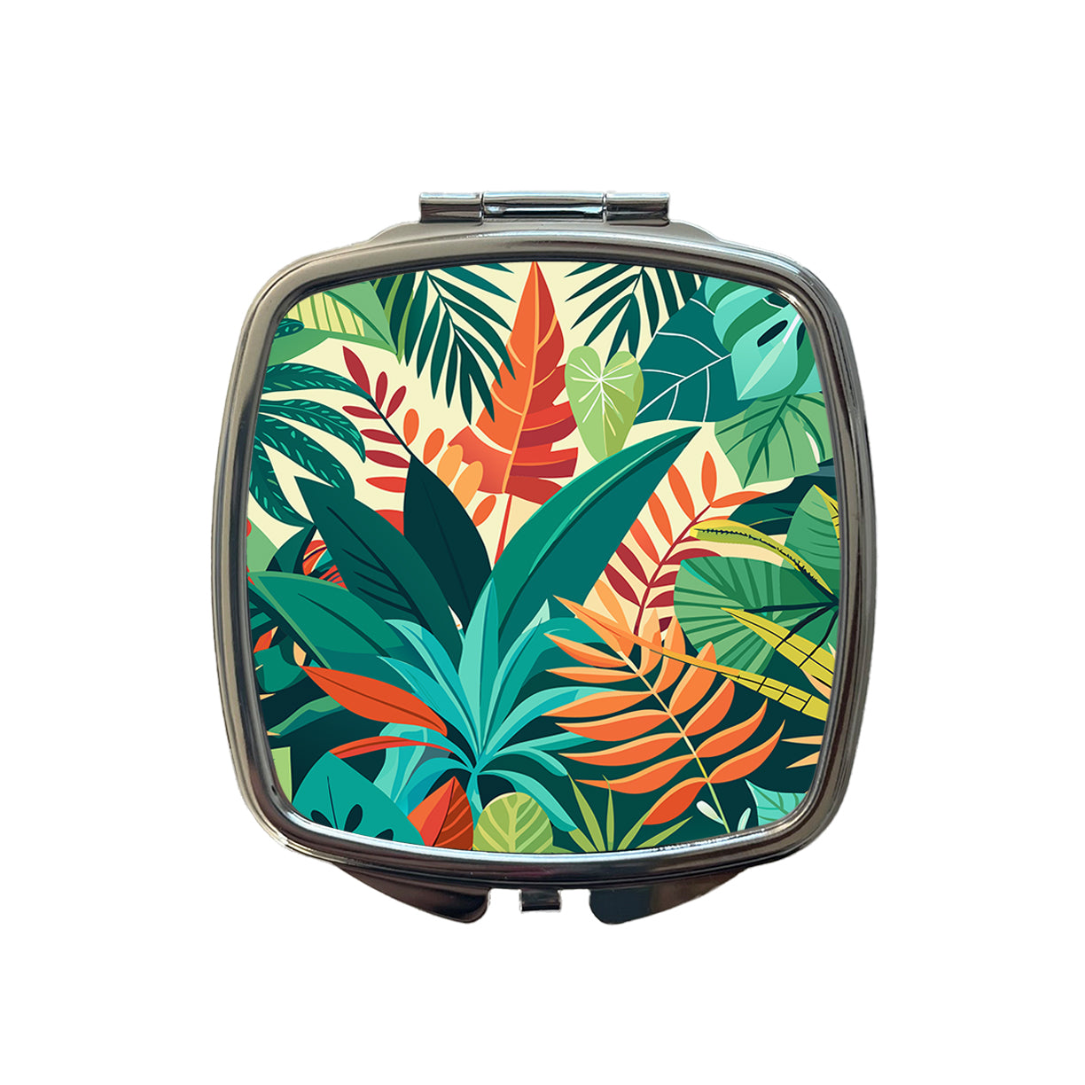 Tropical Leaves Foliage Small Travel Purse Handbag Pocket Makeup Compact Mirror