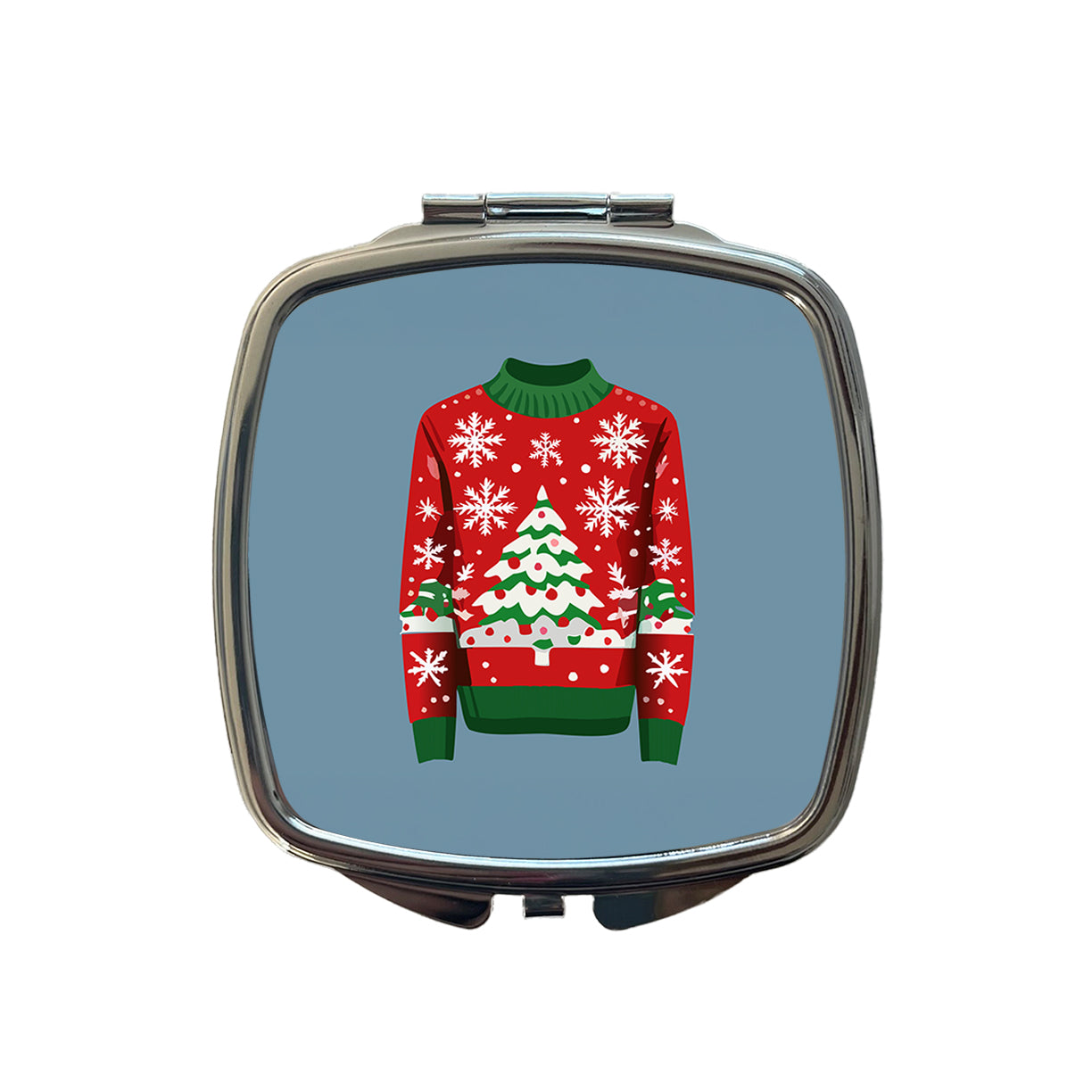 Ugly Christmas Sweater Tree Small Travel Purse Handbag Pocket Makeup Compact Mirror