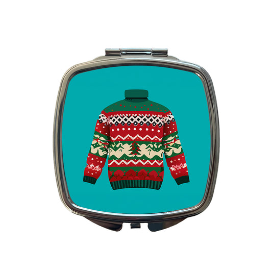 Ugly Christmas Sweater Small Travel Purse Handbag Pocket Makeup Compact Mirror