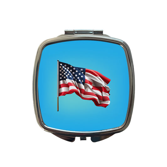 USA Flag American Waving Small Travel Purse Handbag Pocket Makeup Compact Mirror