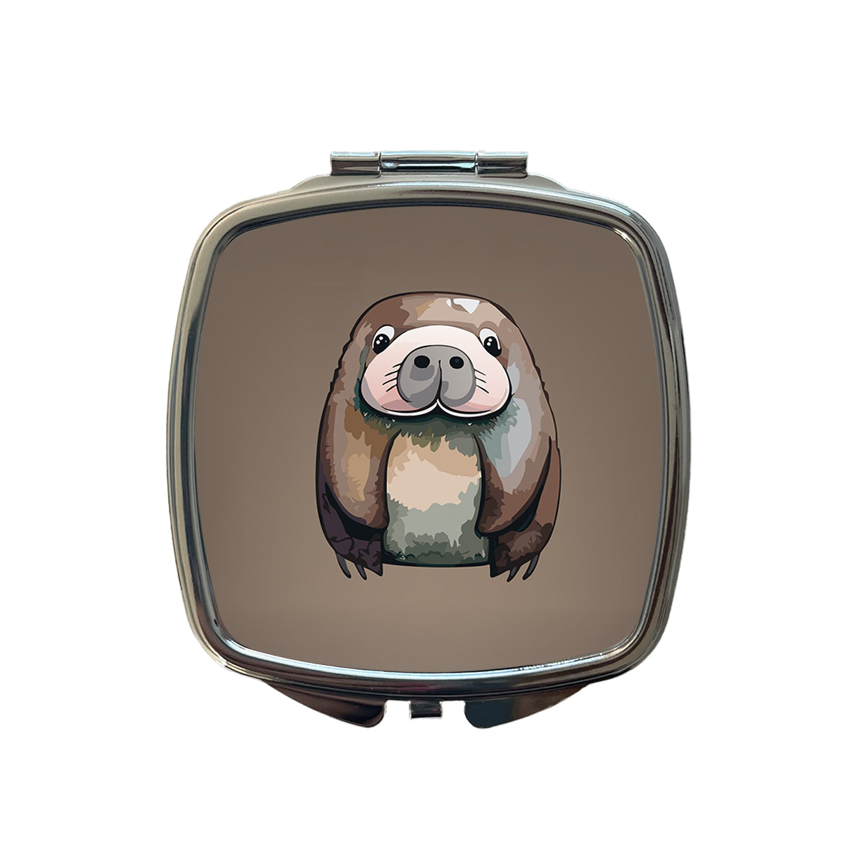 Walrus Cute Watercolor Small Travel Purse Handbag Pocket Makeup Compact Mirror