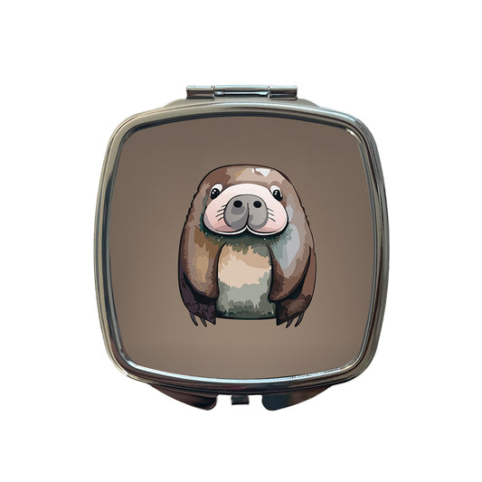 Walrus Cute Watercolor Small Travel Purse Handbag Pocket Makeup Compact Mirror