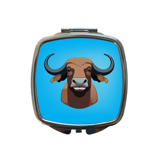 Water Buffalo Smiling Small Travel Purse Handbag Pocket Makeup Compact Mirror
