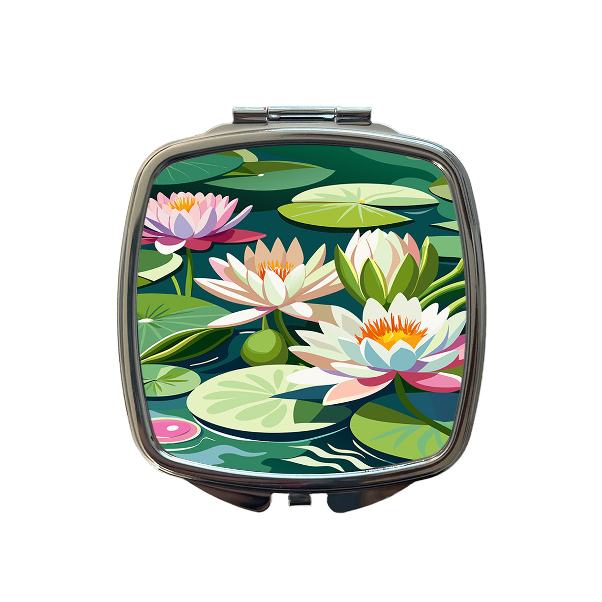 Water Lilies Lily Pond Small Travel Purse Handbag Pocket Makeup Compact Mirror