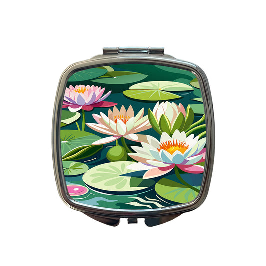 Water Lilies Lily Pond Small Travel Purse Handbag Pocket Makeup Compact Mirror