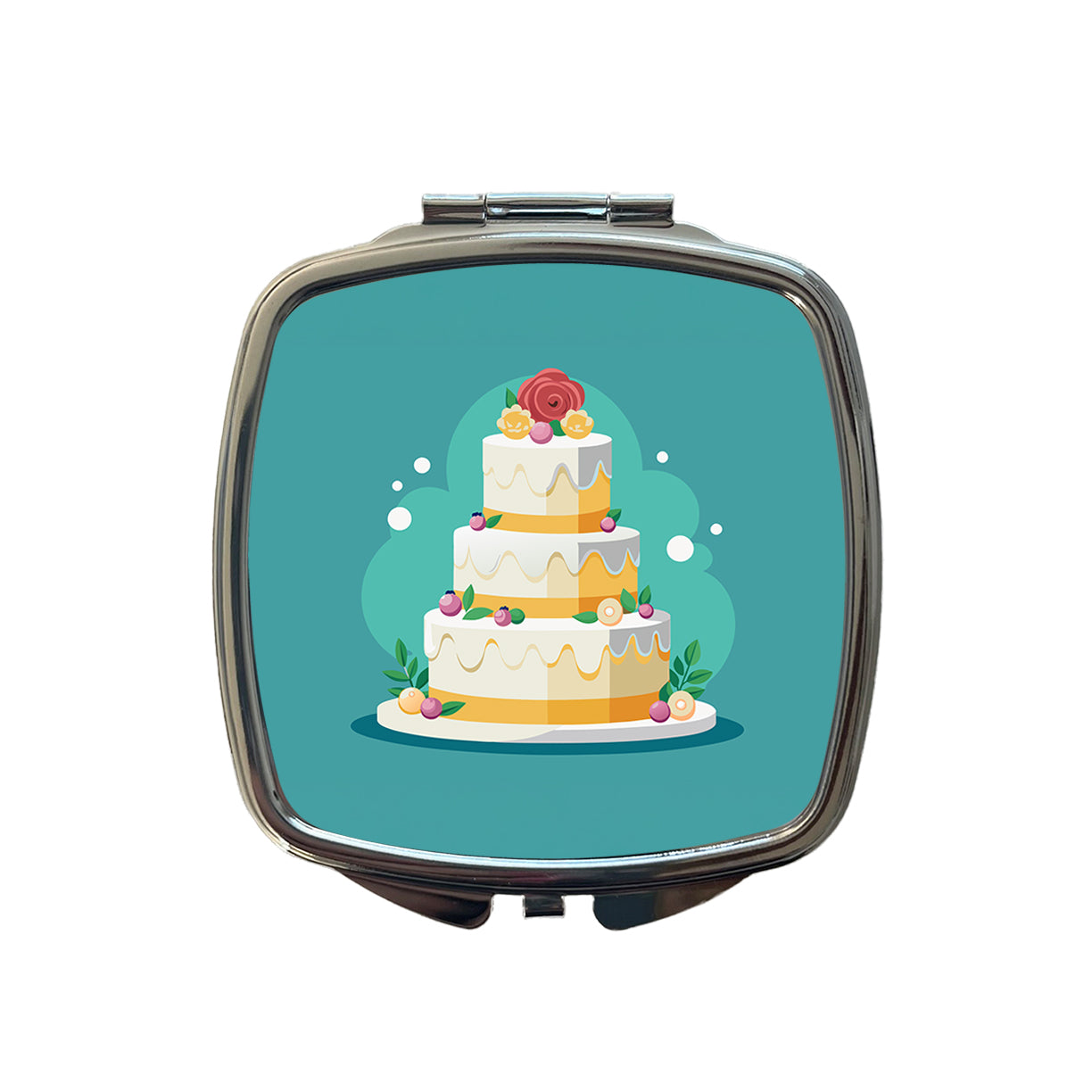 Wedding Cake Marriage Love Anniversary Small Travel Purse Handbag Pocket Makeup Compact Mirror