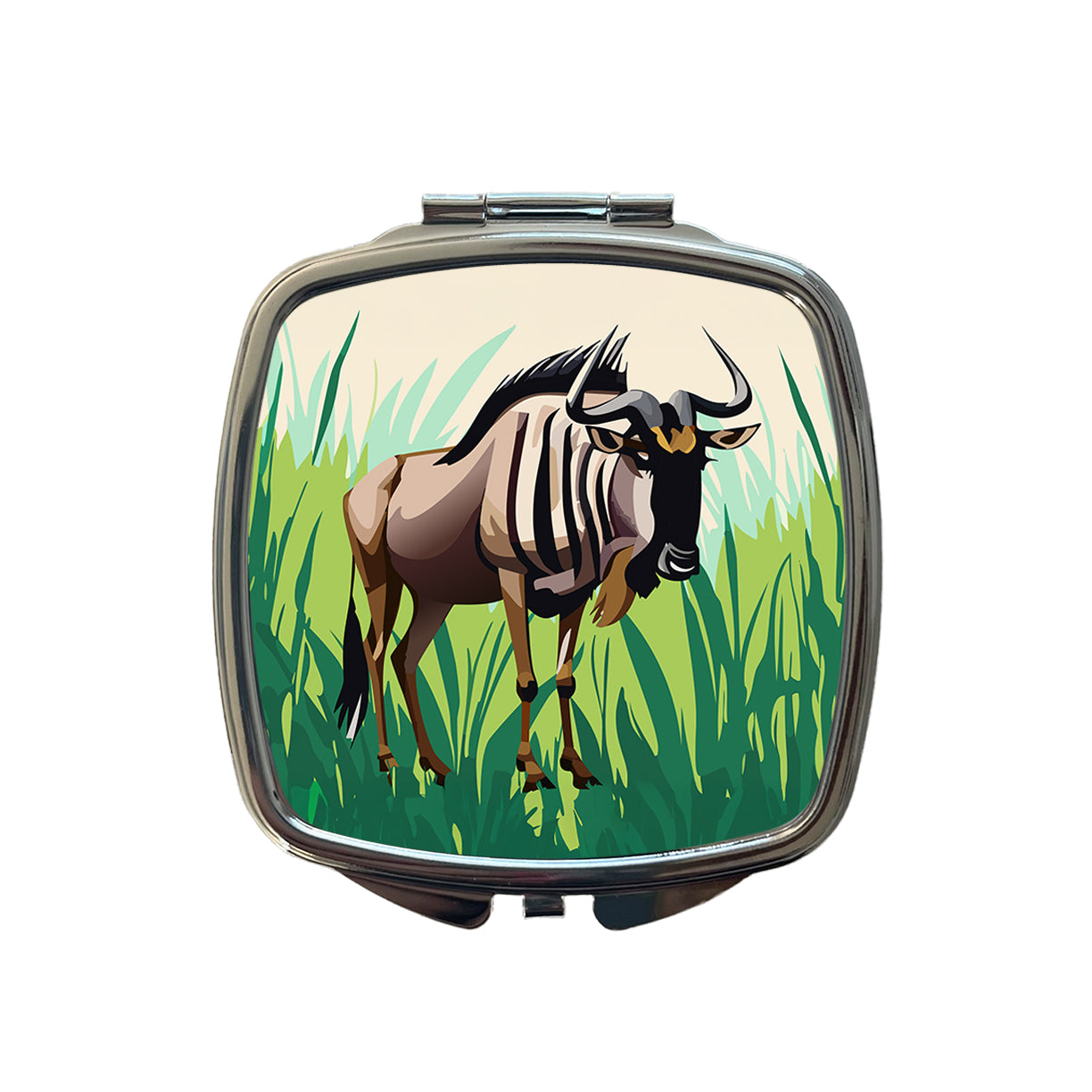 Wildebeest Africa Animal Small Travel Purse Handbag Pocket Makeup Compact Mirror