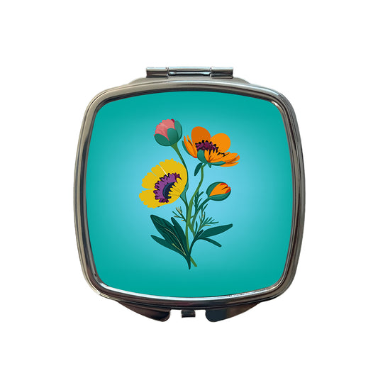 Wildflowers Wild Flowers Spring Nature Small Travel Purse Handbag Pocket Makeup Compact Mirror