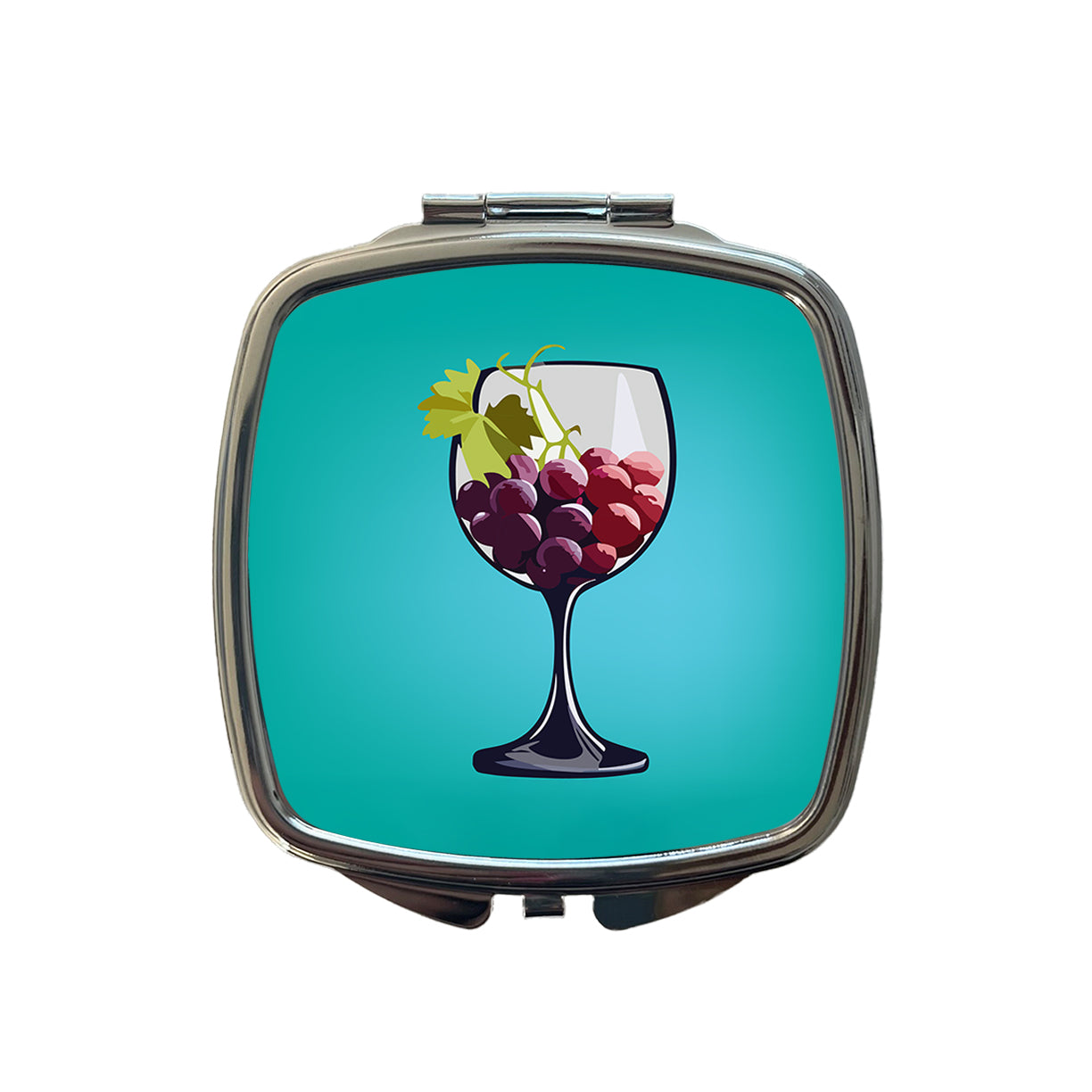 Wine Glass with Grapes Small Travel Purse Handbag Pocket Makeup Compact Mirror