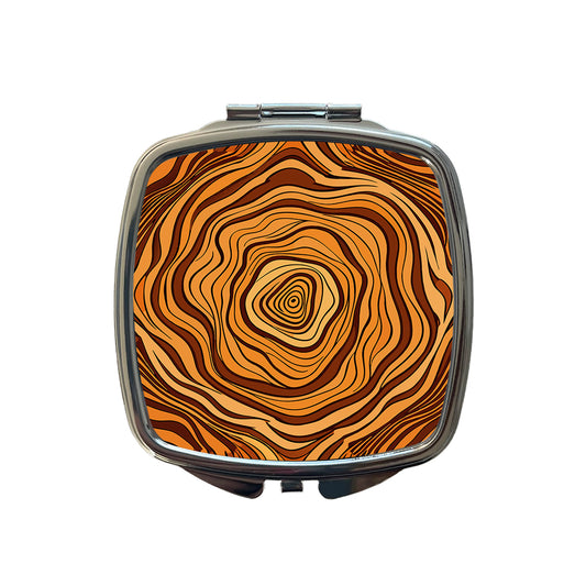 Wood Grain Tree Pattern Small Travel Purse Handbag Pocket Makeup Compact Mirror