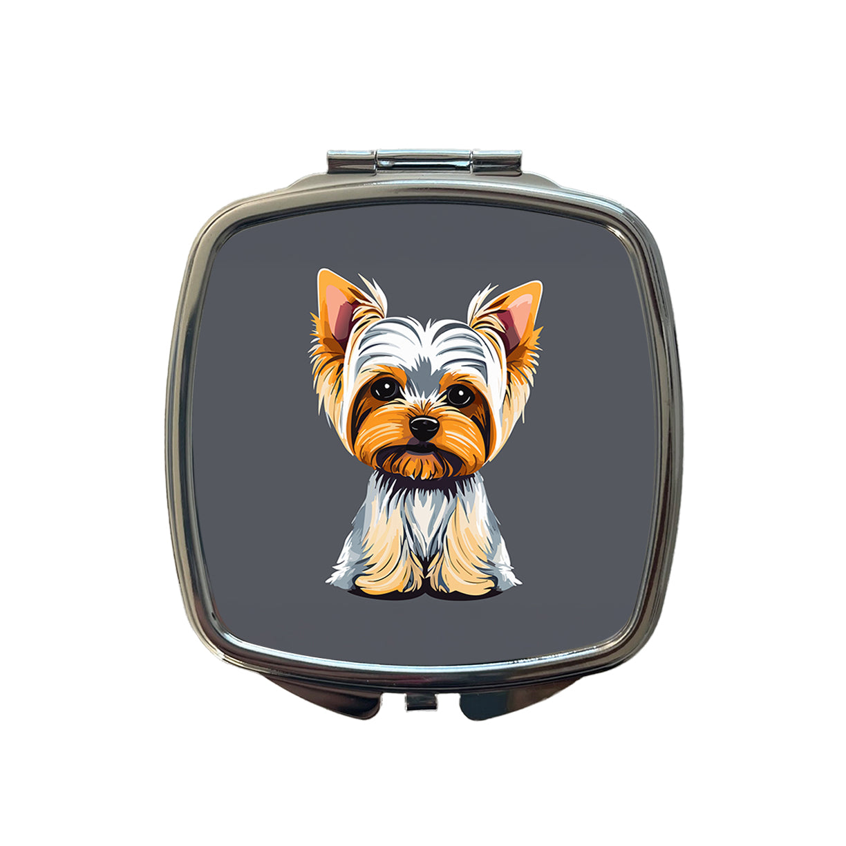 Yorkshire Terrier Dog Sitting Small Travel Purse Handbag Pocket Makeup Compact Mirror
