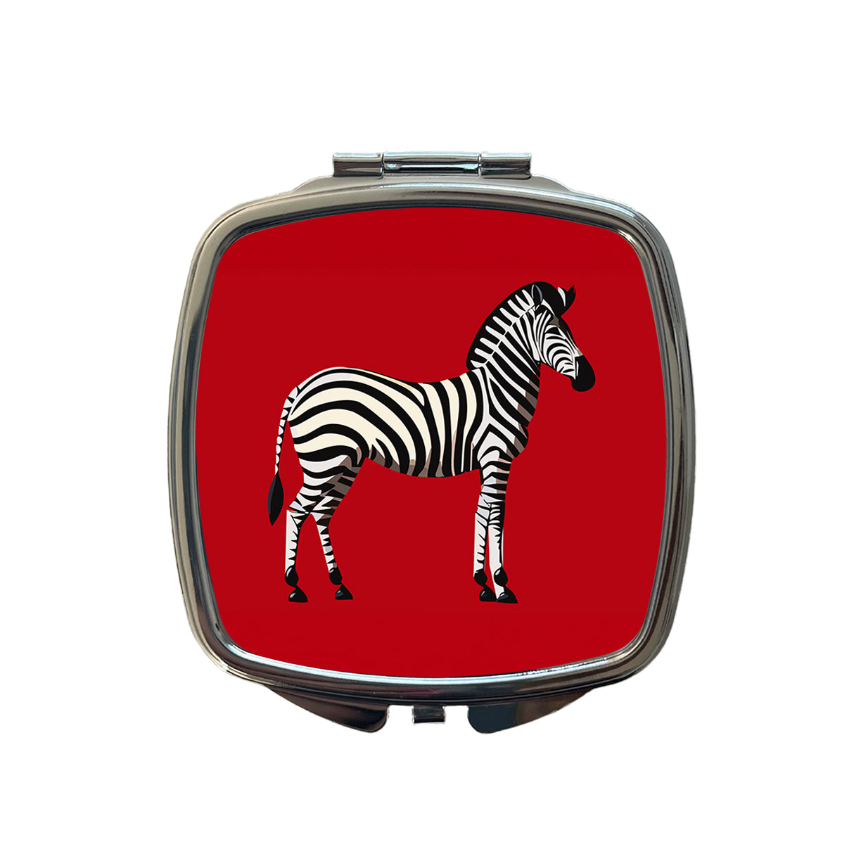 Zebra Standing Profile Small Travel Purse Handbag Pocket Makeup Compact Mirror