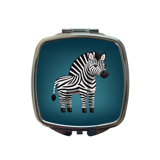 Zebra Standing Small Travel Purse Handbag Pocket Makeup Compact Mirror