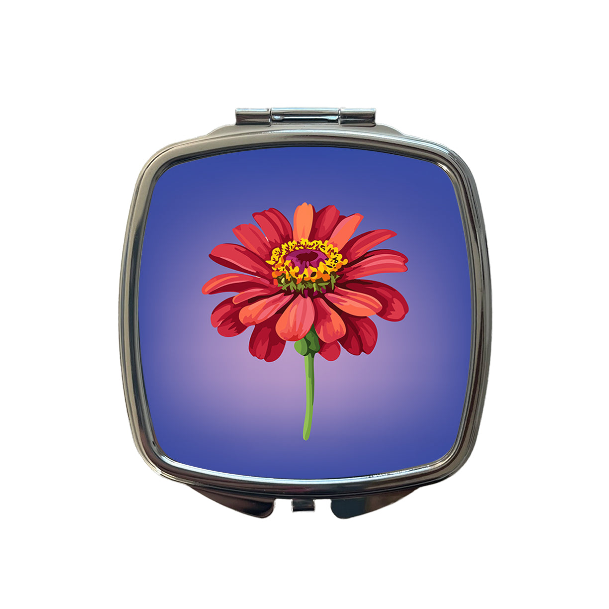 Zinnia Flower Red Watercolor Small Travel Purse Handbag Pocket Makeup Compact Mirror
