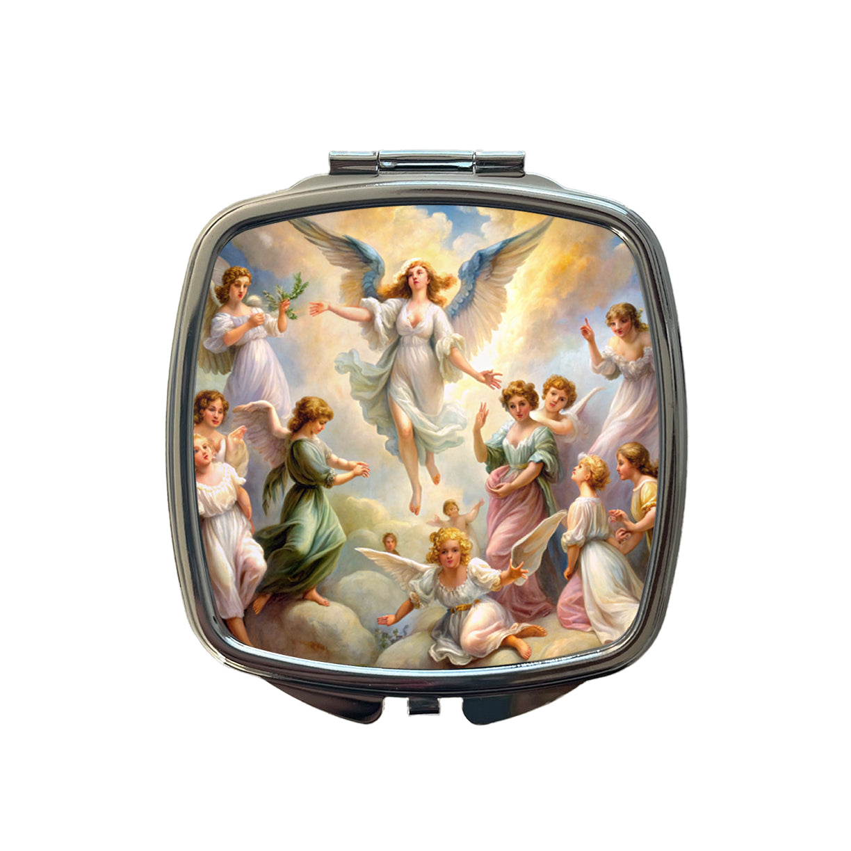 Angels Painting Watercolor Small Travel Purse Handbag Pocket Makeup Compact Mirror