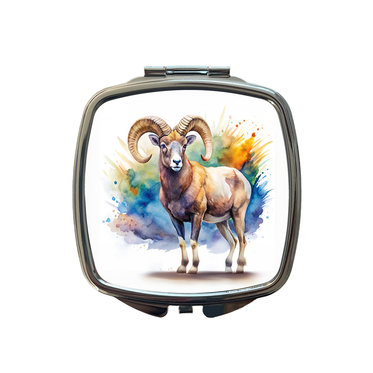 Bighorn Sheep Watercolor Design Small Travel Purse Handbag Pocket Makeup Compact Mirror