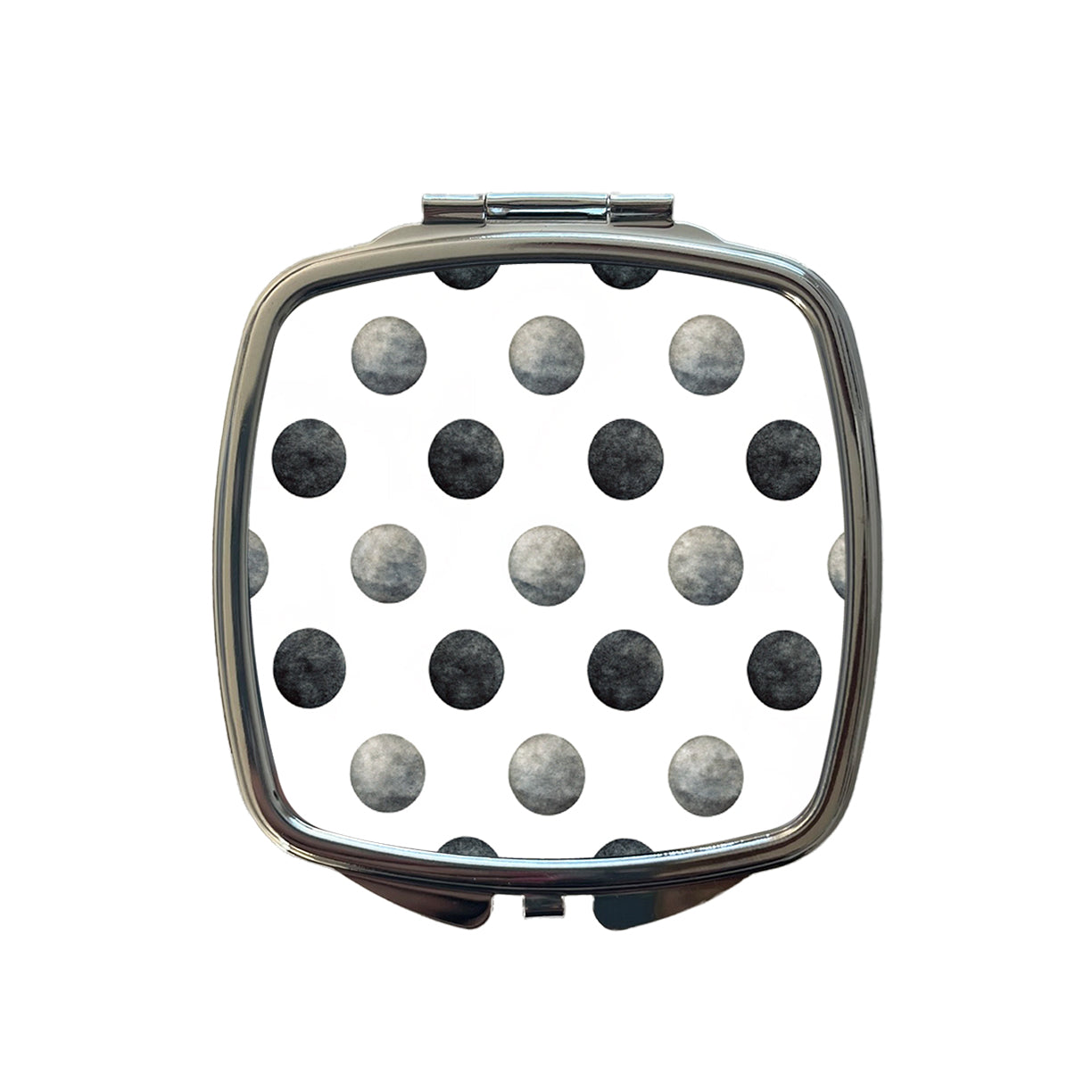 Black Polka Dots White Background Small Travel Purse Handbag Pocket Makeup Compact Mirror