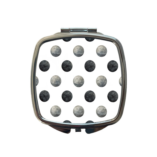Black Polka Dots White Background Small Travel Purse Handbag Pocket Makeup Compact Mirror