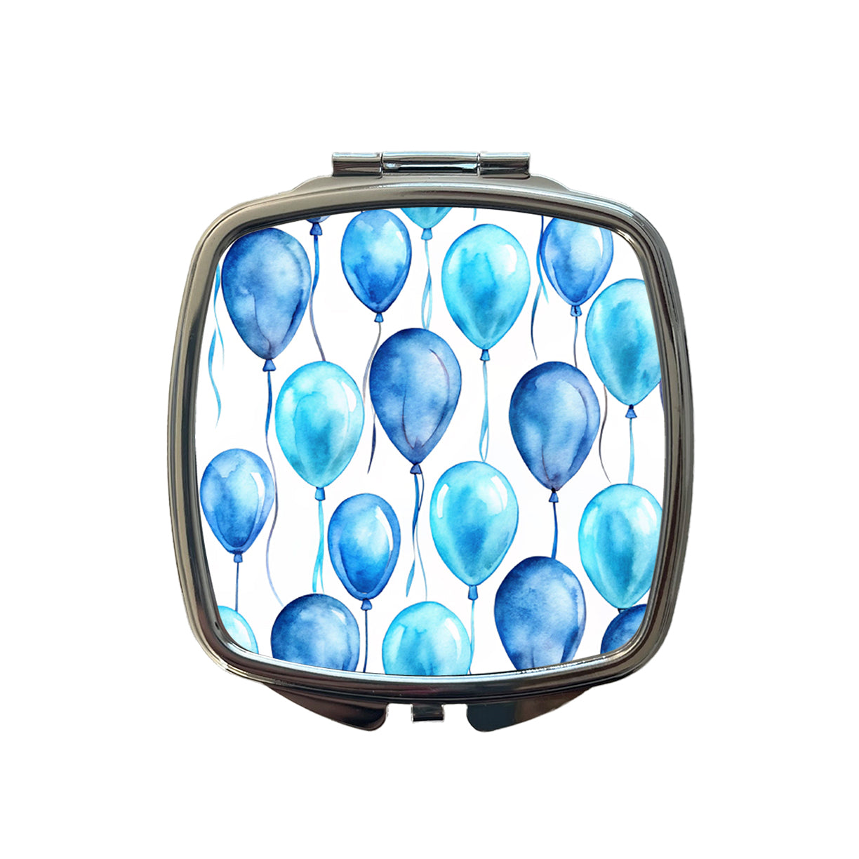 Blue Balloons Watercolor Birthday Small Travel Purse Handbag Pocket Makeup Compact Mirror
