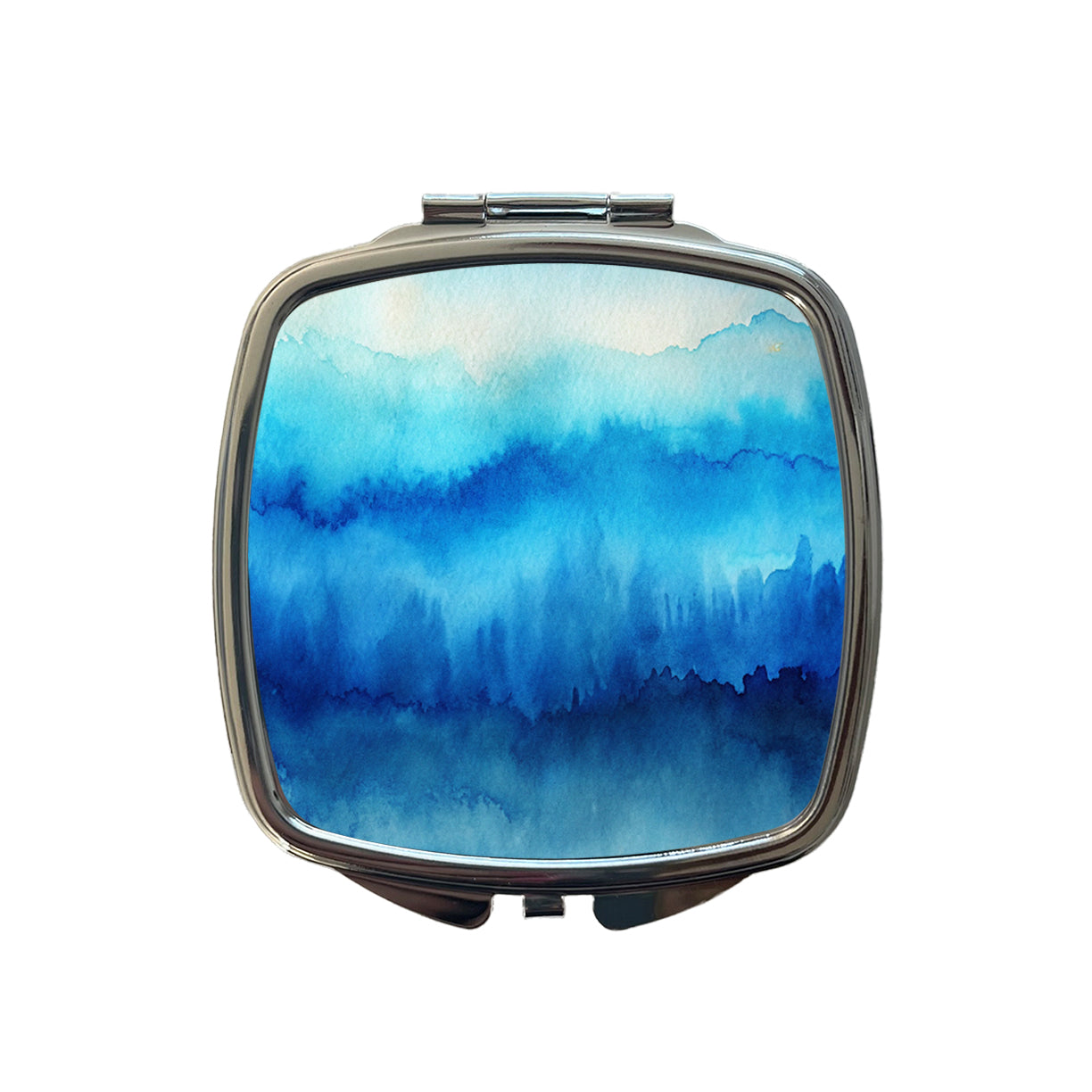 Blue Ombre Forest Watercolor Small Travel Purse Handbag Pocket Makeup Compact Mirror