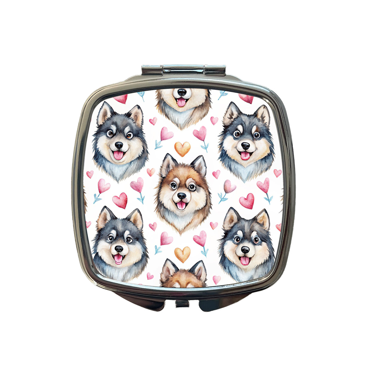 Cute Finnish Lapphund Dog Faces Small Travel Purse Handbag Pocket Makeup Compact Mirror