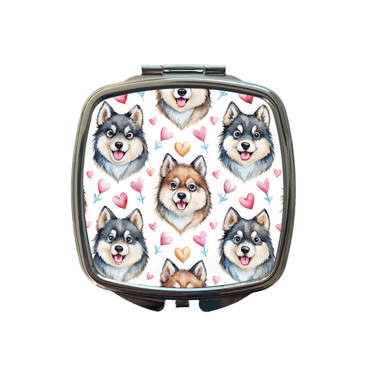 Cute Finnish Lapphund Dog Faces Small Travel Purse Handbag Pocket Makeup Compact Mirror