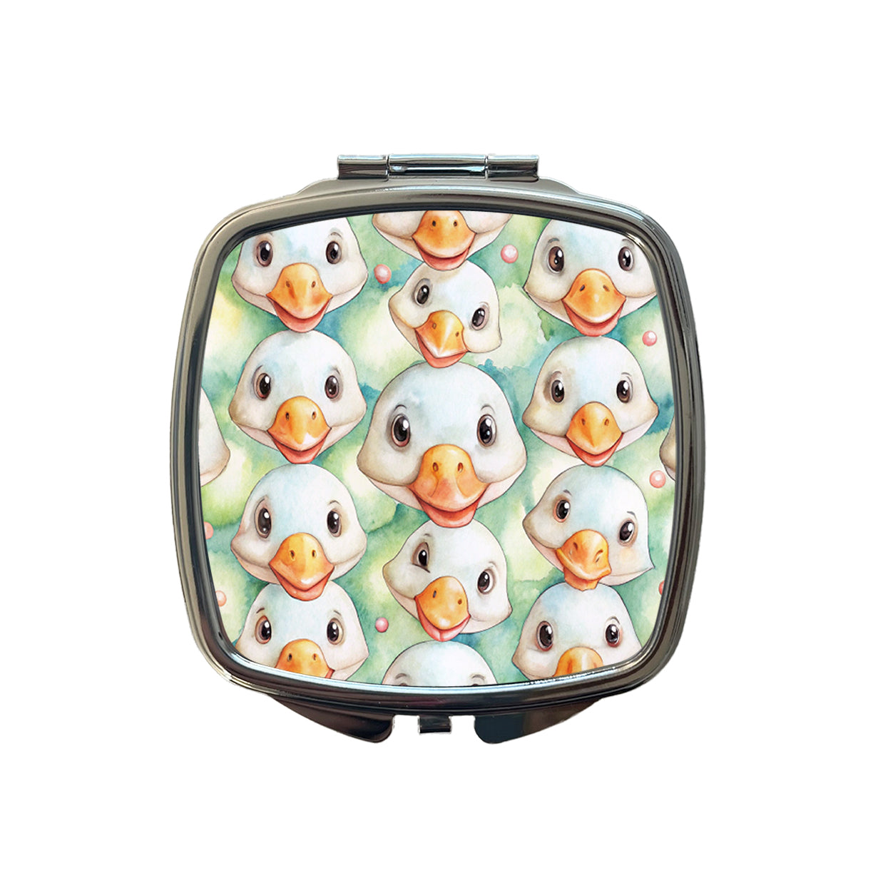 Cute Geese Faces Watercolor Small Travel Purse Handbag Pocket Makeup Compact Mirror