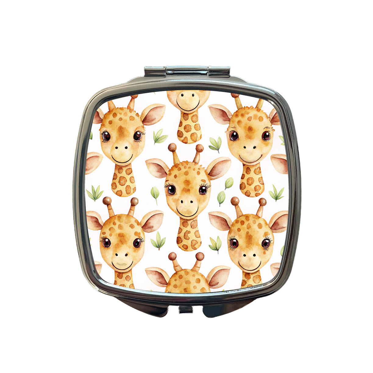 Cute Giraffe Faces Watercolor Small Travel Purse Handbag Pocket Makeup Compact Mirror