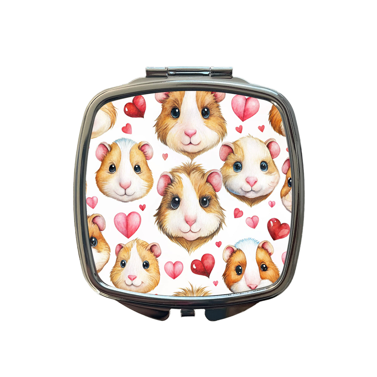 Cute Guinea Pig Faces Hearts Small Travel Purse Handbag Pocket Makeup Compact Mirror