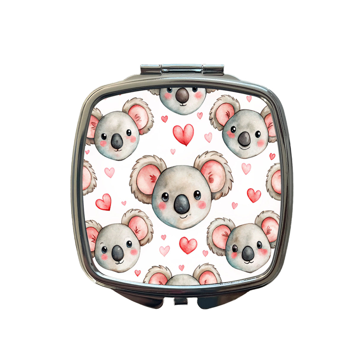 Cute Koala Bears Faces Hearts Small Travel Purse Handbag Pocket Makeup Compact Mirror