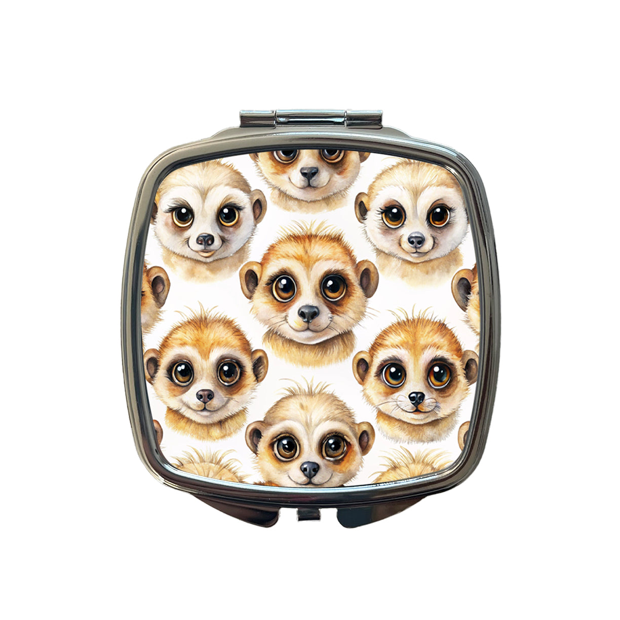 Cute Meerkat Faces Watercolor Small Travel Purse Handbag Pocket Makeup Compact Mirror