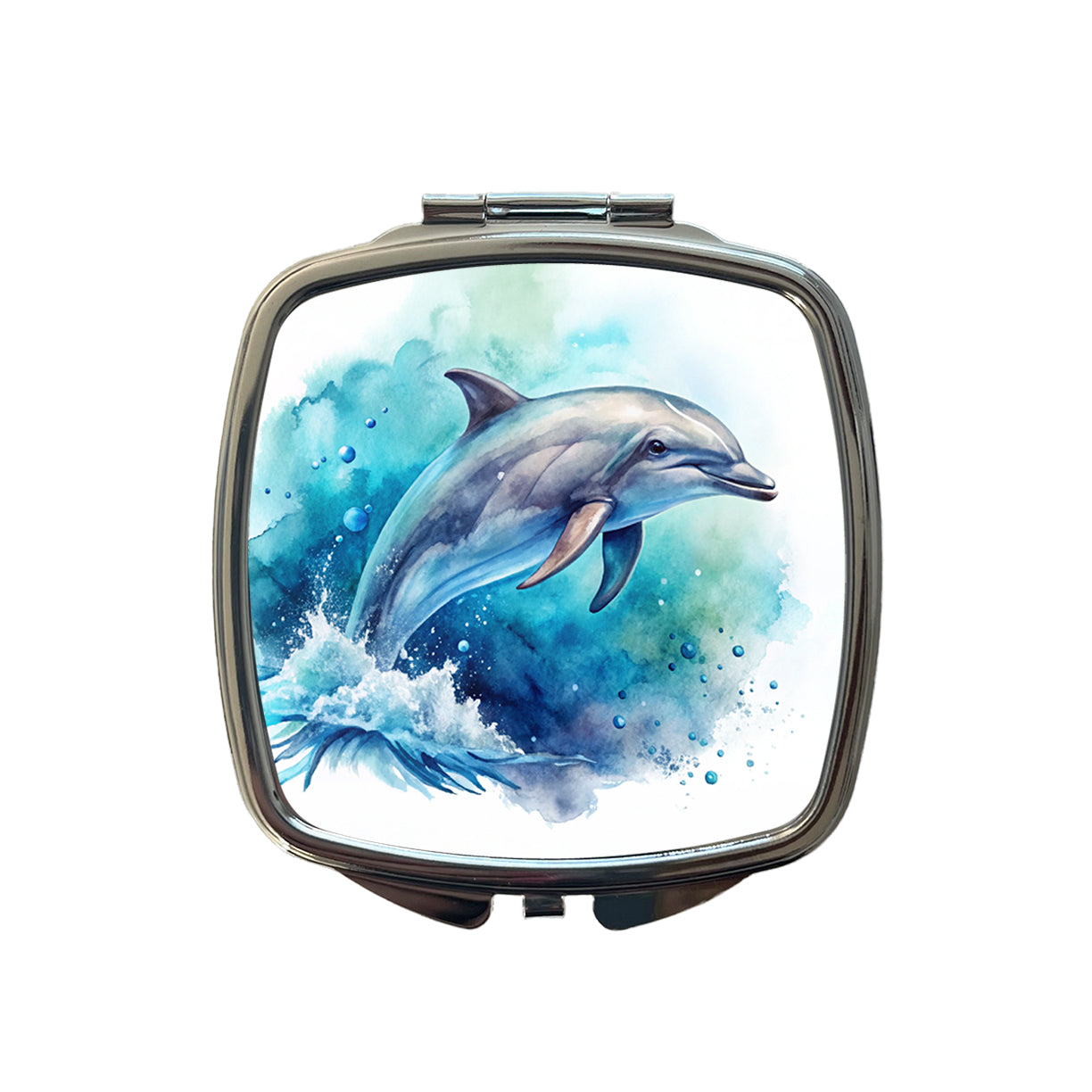Dolphin In Ocean Watercolor Small Travel Purse Handbag Pocket Makeup Compact Mirror
