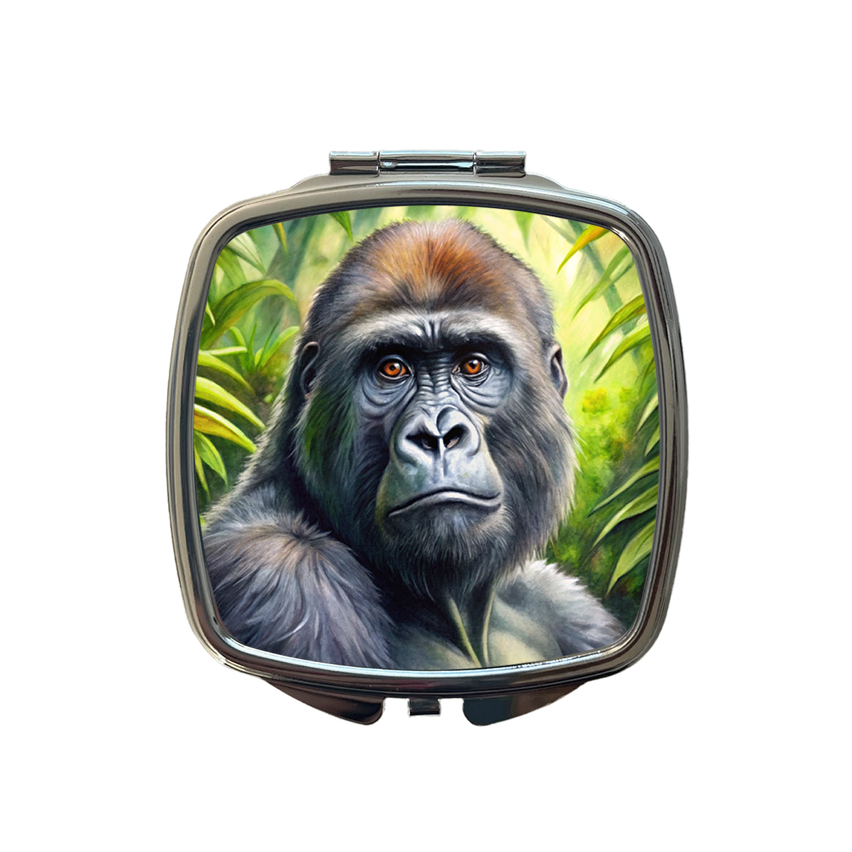 Gorilla In Rainforest Watercolor Small Travel Purse Handbag Pocket Makeup Compact Mirror